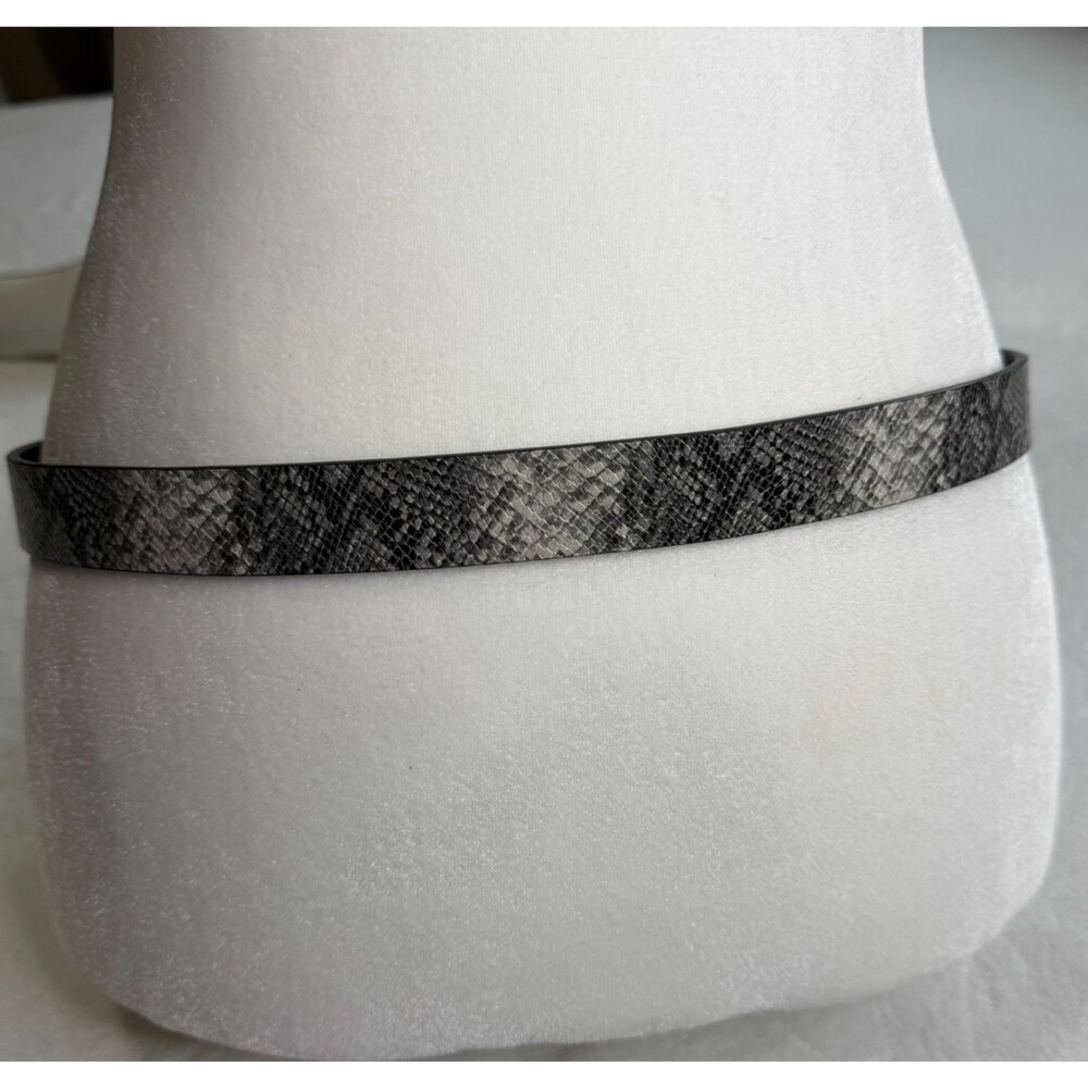 Vintage Anne Klein‎ Gold Lion Head Logo Buckle Reversible Snake Skin Belt 29-35" - Picture 7 of 12